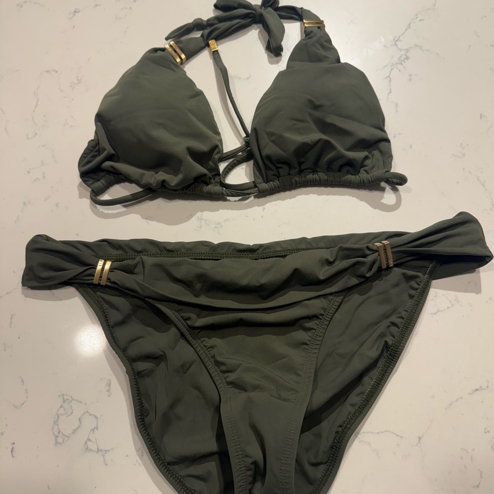 Vix Dark Green Bikini with Gold Details